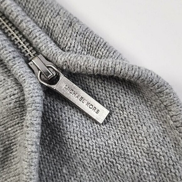 Michael Kors Women's Grey Knit Pullover Longline Sweater Side Zips Cotton Size M - Picture 3 of 13